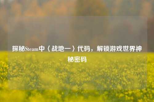探秘Steam中〈战地一〉代码，解锁游戏世界神秘密码