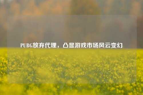 PUBG放弃代理,凸显游戏市场风云变幻