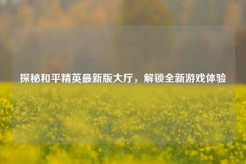 探秘和平精英最新版大厅,解锁全新游戏体验