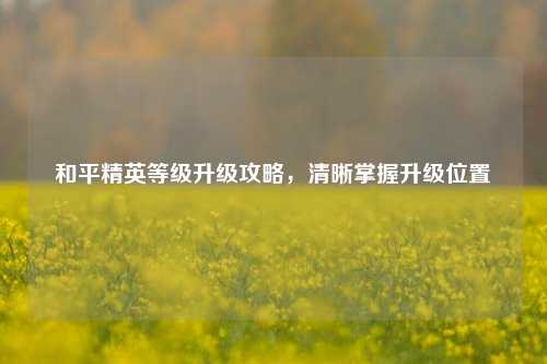 和平精英等级升级攻略，清晰掌握升级位置