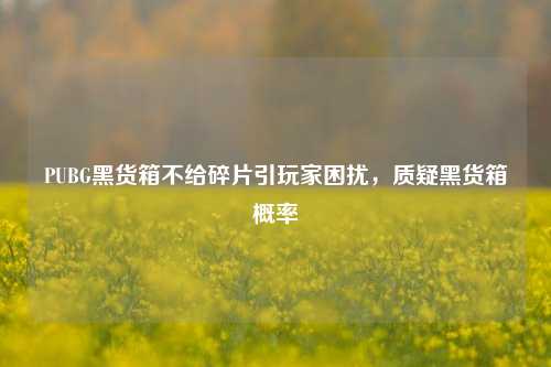 PUBG黑货箱不给碎片引玩家困扰，质疑黑货箱概率