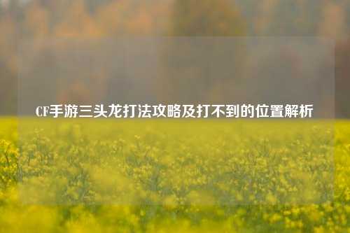 CF手游三头龙打法攻略及打不到的位置解析