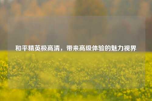 和平精英极高清，带来高级体验的魅力视界