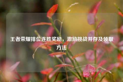 王者荣耀排位连胜奖励，激励挑战并存及领取方法
