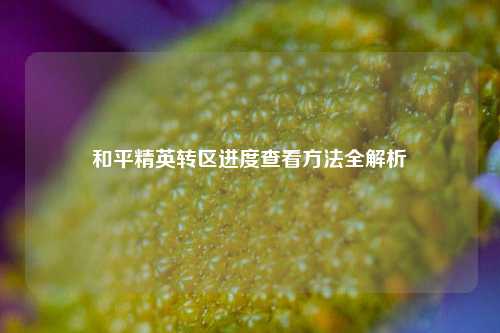 和平精英转区进度查看方法全解析
