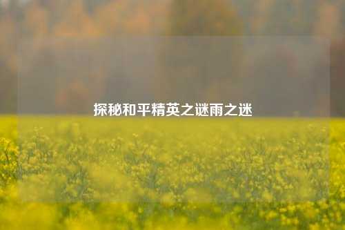 探秘和平精英之谜雨之迷