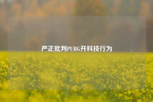 严正批判PUBG开科技行为