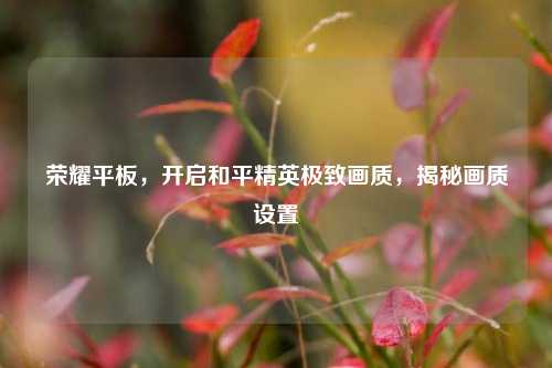 荣耀平板，开启和平精英极致画质，揭秘画质设置