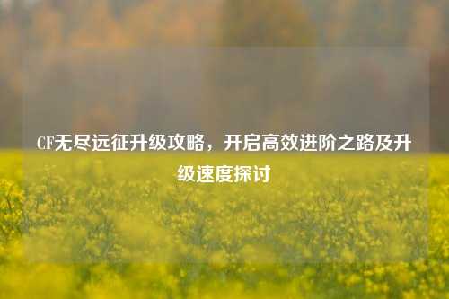 CF无尽远征升级攻略，开启高效进阶之路及升级速度探讨