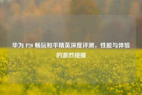 华为 P20 畅玩和平精英深度评测,性能与体验的激烈碰撞