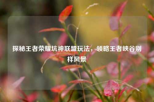 探秘王者荣耀坑神联盟玩法,领略王者峡谷别样风景