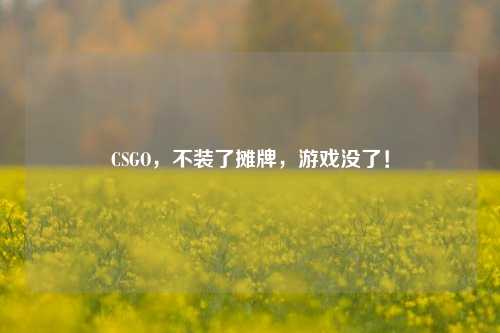CSGO，不装了摊牌，游戏没了！
