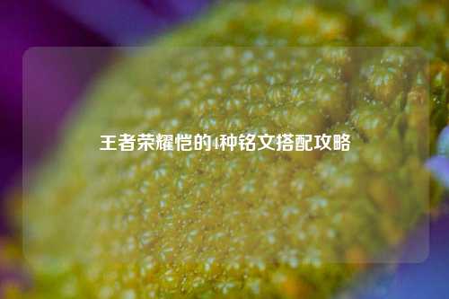 王者荣耀恺的4种铭文搭配攻略