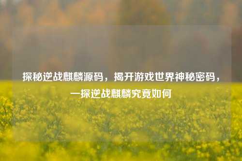 探秘逆战麒麟源码，揭开游戏世界神秘密码，一探逆战麒麟究竟如何