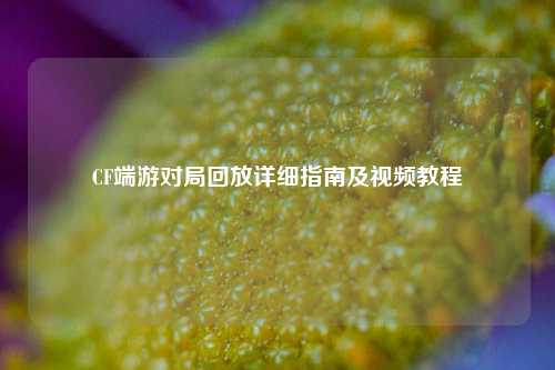CF端游对局回放详细指南及视频教程