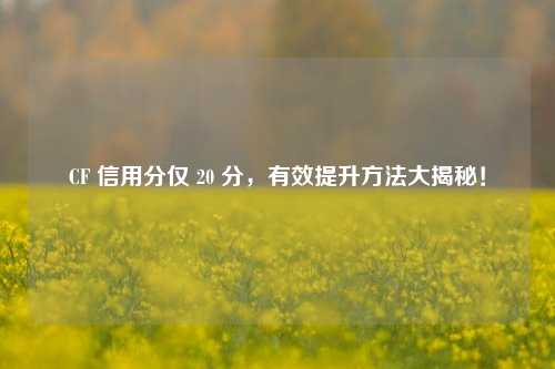 CF 信用分仅 20 分，有效提升方法大揭秘！