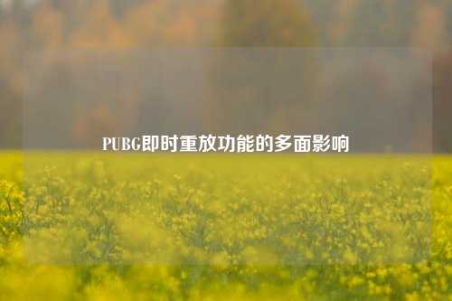PUBG即时重放功能的多面影响