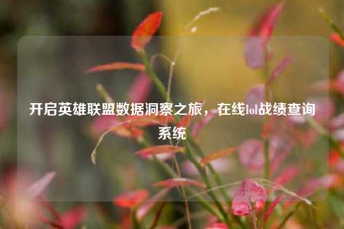 开启英雄联盟数据洞察之旅,在线lol战绩查询系统