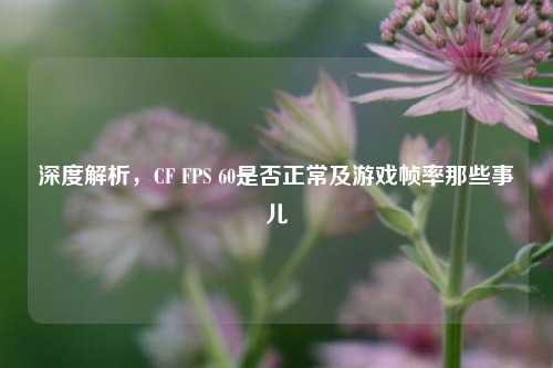 深度解析,CF FPS 60是否正常及游戏帧率那些事儿