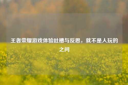 王者荣耀游戏体验吐槽与反思,就不是人玩的之问