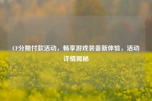 CF分期付款活动,畅享游戏装备新体验,活动详情揭秘