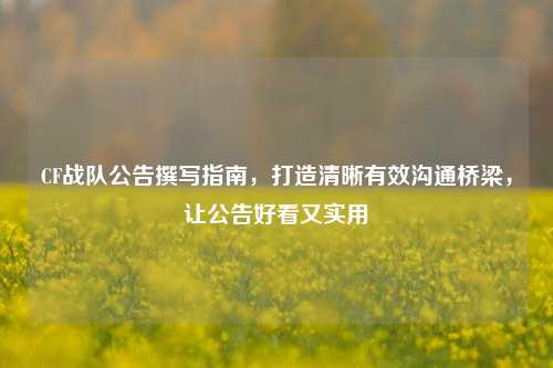CF战队公告撰写指南,打造清晰有效沟通桥梁,让公告好看又实用