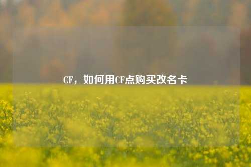 CF,如何用CF点购买改名卡
