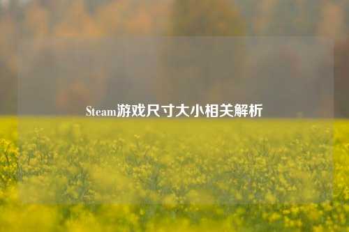 Steam游戏尺寸大小相关解析