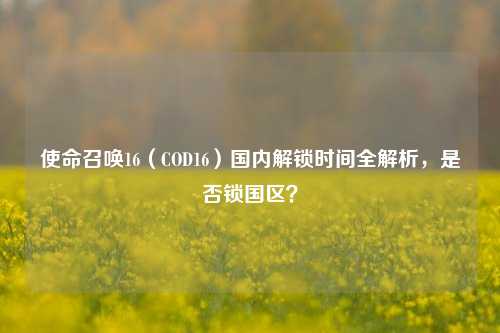 使命召唤16(COD16)国内解锁时间全解析,是否锁国区?