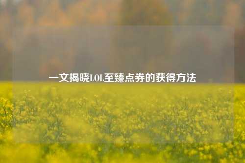 一文揭晓LOL至臻点券的获得方法