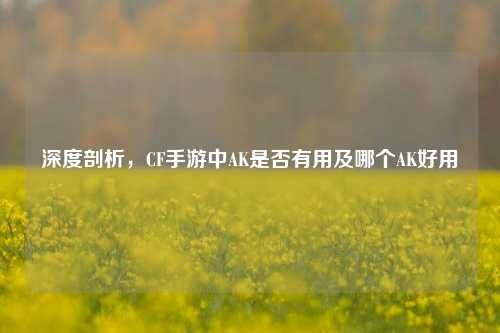 深度剖析,CF手游中AK是否有用及哪个AK好用