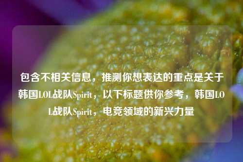 包含不相关信息,推测你想表达的重点是关于韩国LOL战队Spirit,以下标题供你参考,韩国LOL战队Spirit,电竞领域的新兴力量