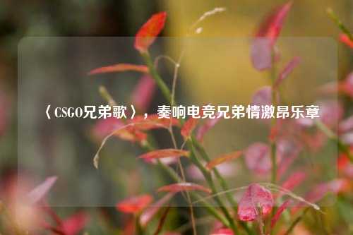 〈CSGO兄弟歌〉,奏响电竞兄弟情激昂乐章